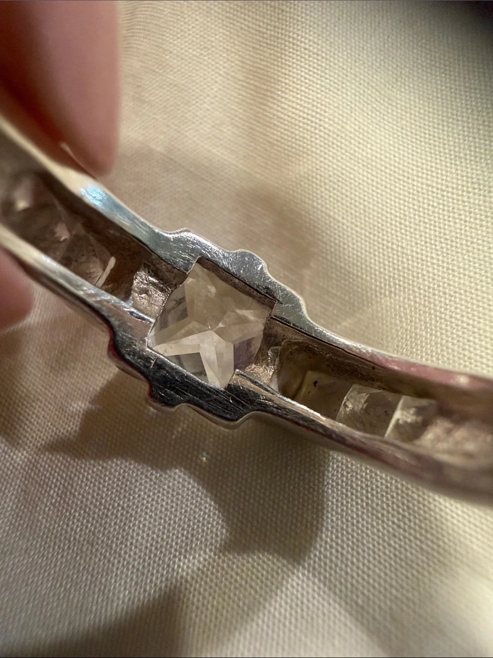 925 Silver-Princess Cut Cubic Zirconia Ring - Clear